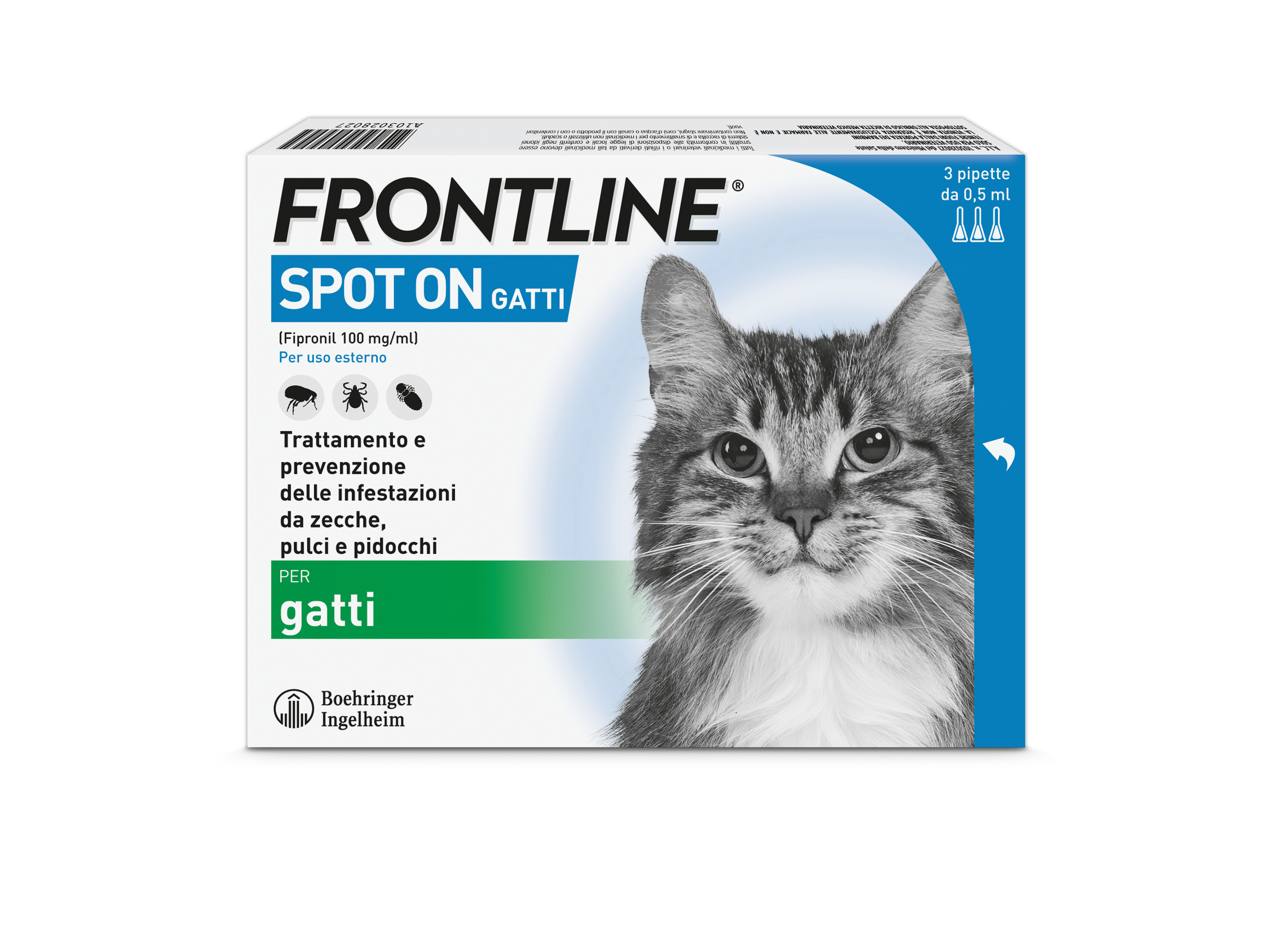 Frontline Spot-on Gatti 3 pipette 3 Pipette 0,5 Ml 50 Mg